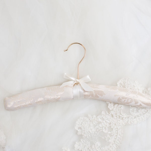 White and Gold Wedding Dress Hanger, Ivory and Gold Bride Hanger, White Wedding Hanger, Bride Hanger, White Padded Hangers