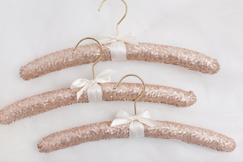 Rose Gold Wedding Dress Hanger Bridal Hanger Pink Sequined Etsy