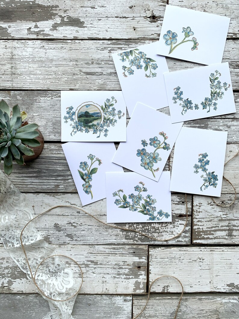 Blue Floral Stationery Vintage Stationary Blank Card Set Etsy