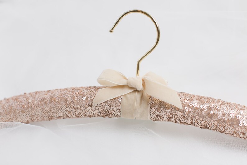 Rose Gold Wedding Dress Hanger Bridal Hanger Pink Sequined Etsy