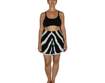 Beach Babe Shorts S/M Animal Print Black and White Zebra, Rayon Lace Trim Shorts Beach Lounge Shorts