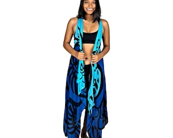 Magic Sarong Cover Up, Monstera Blue, Convertible Beach Dress, One Size Fits Many, Resort Wear, Vacation Outfit, Gift for Her