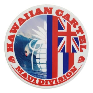 Sticker - Hawaiian Cartel Surfer - cirkel van 4 inch