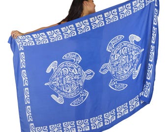 Pareo pareo de tortuga tahitiana azul – Cubre-vestido hawaiano, pareo de playa para mujer / Ropa de estilo isleño