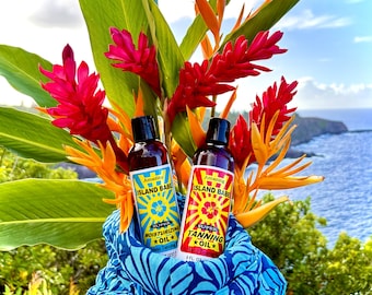 Island Babe Tanning Oil & Moisturizing Oil 2 Pack – 8 oz Each | Natural Oil Blend Sun Care Duo | Made in Texas