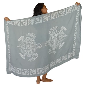 Sarong Gray Turtle Bali, paréo de plage, vêtement ample, tenue de croisière, tenue de vacances