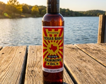 Texas Babe Tanning Oil – 8 oz | Lightweight Hydrating Body Oil | Fast-Absorbing Natural Oil Blend | Made in Texas