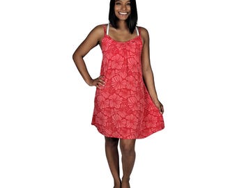 Bali Dress Short, Camelia Red Hibiscus, Tropical Maxi Dress, Adjustable Strap Dress, Beach Resort Dress, Vacation Dress, One Size