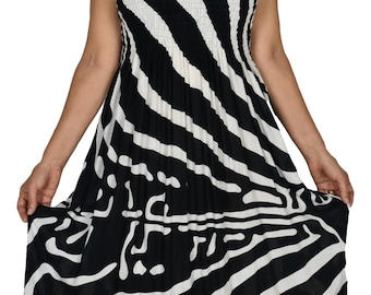 Elastic Smocked Dress, Zebra Animal Print, Tropical Sundress, Tie Strap Dress, Resort Wear, Beach Dress
