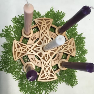 Advent & Christmas Candle Base  Celtic Style for 5 Candles (Not included ).