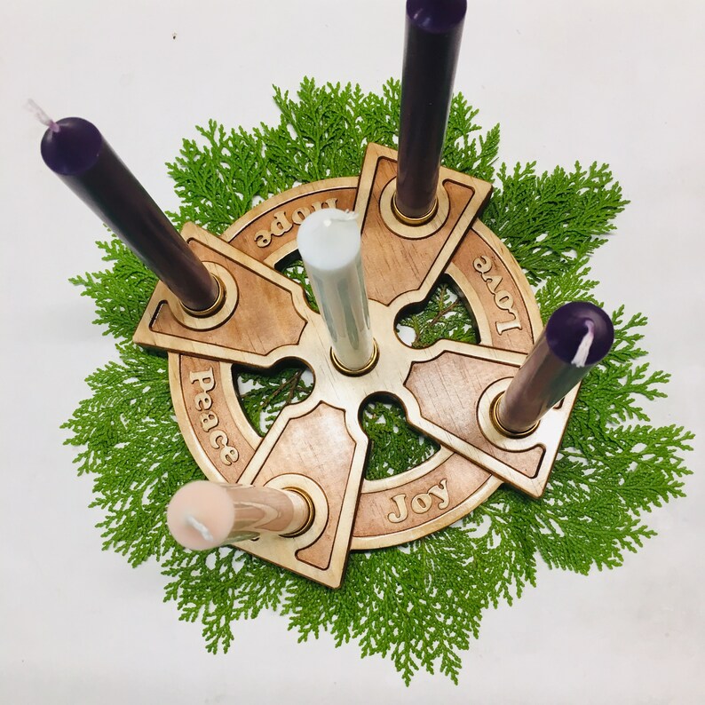 Advent Candle Holder with Large Carved Words. Machine in Etsy