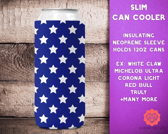 Blue Star Slim Can Cooler 12 Oz Can Cooler Can Coolie Can Holder Neoprene Can  Cooler Insulating Sleeve 