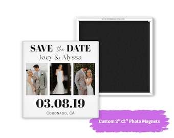 Custom Save the Date Photo Fridge  Magnets: Personalized Keepsake Gift 2"x2" inch