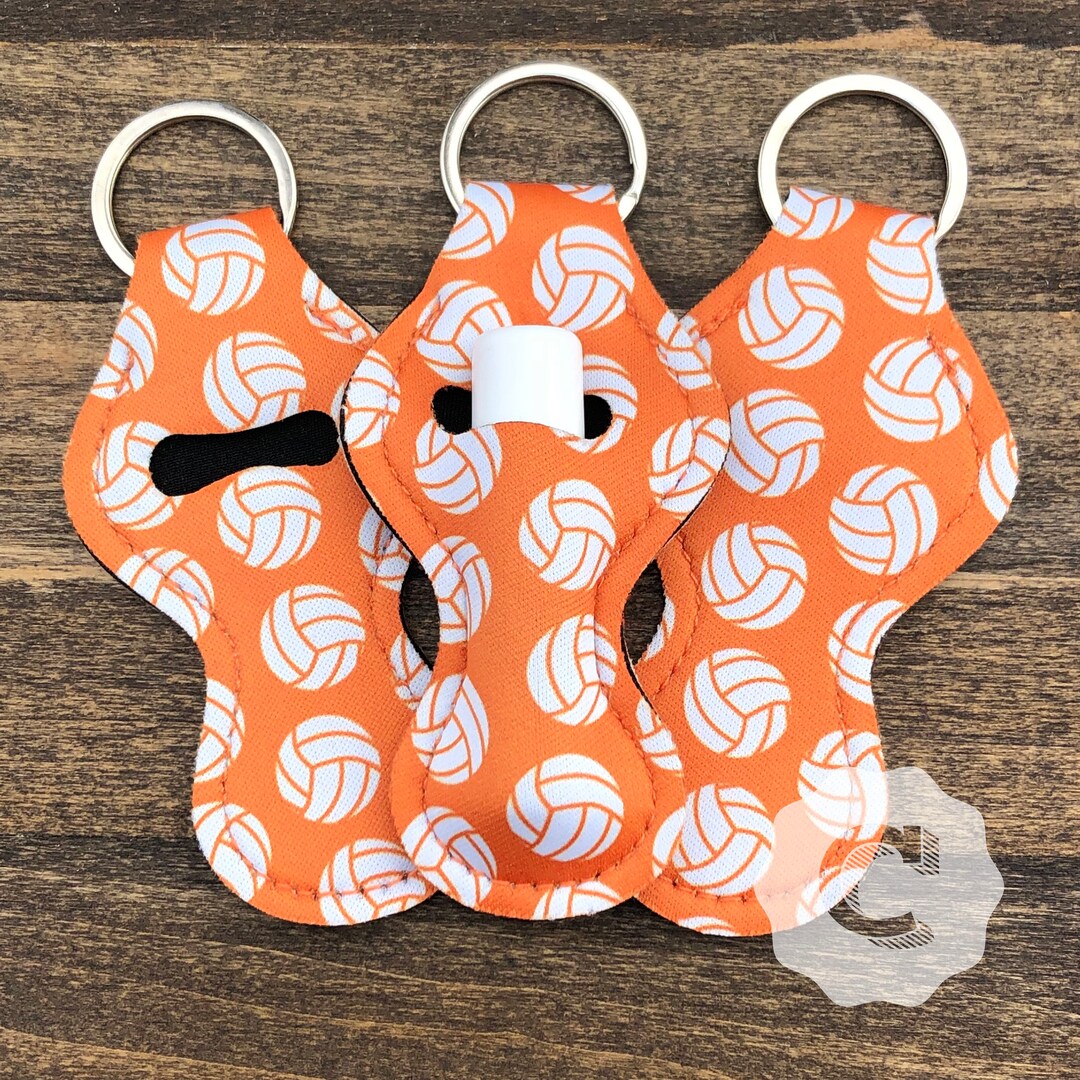 Orange Volleyball Chapstick Holder Keychain Stocking Stuffer Etsy