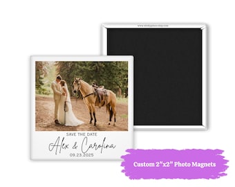 Custom Save the Date Photo Fridge Magnets: Personalized Keepsake Gift 2"x2" inch