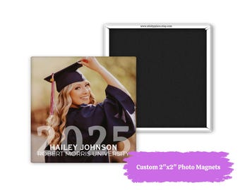 Custom Graduation Fridge Photo Magnets: Personalized Keepsake Gift (2"x2")