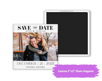 Custom Save the Date Photo  Fridge Magnets: Personalized Keepsake Gift 2"x2"