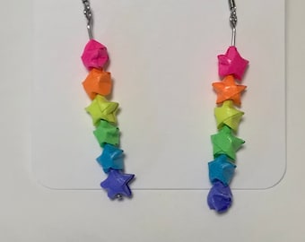 Mini Origami Stern Regenbogen Ohrringe