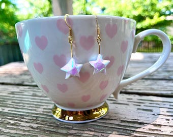 Iridescent Origami Star Earrings