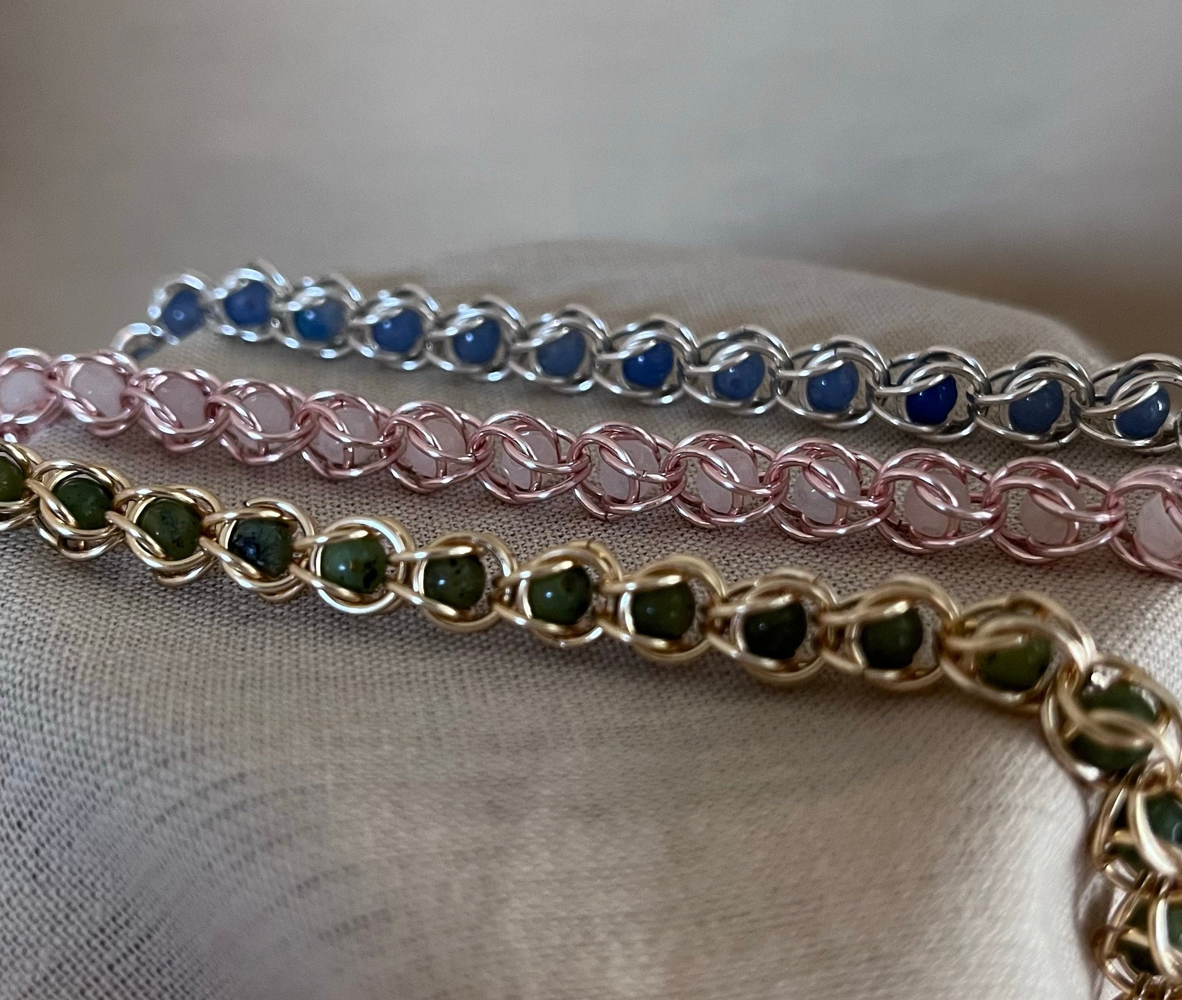 Captured Gemstone Bead Chainmail - Etsy