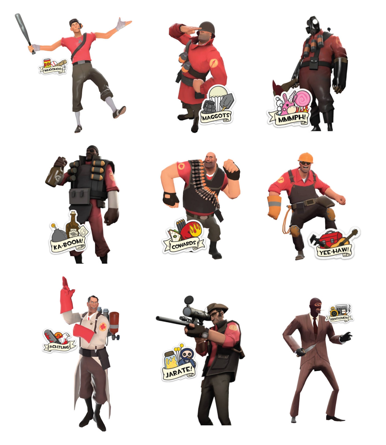 Team Fortress 2 Class Badge Set of 9 Vinyl Stickers Etsy Australia