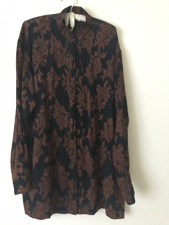 Ellen Tracy Black and Bronze Large Paisley Elegan… - image 1