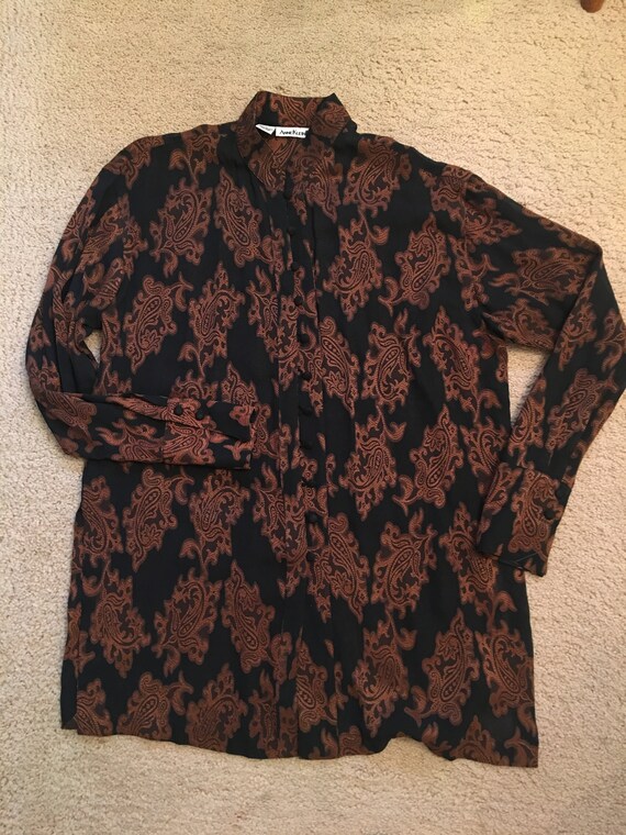 Ellen Tracy Black and Bronze Large Paisley Elegan… - image 4