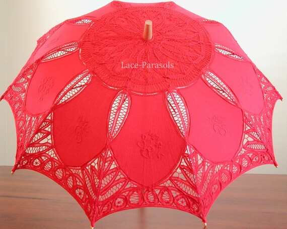 Lace Parasol - RED