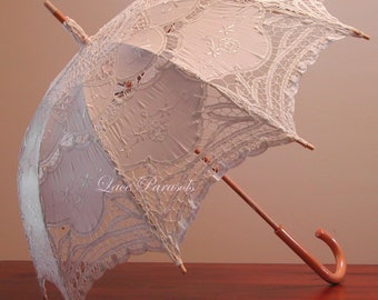 Lace Floral Bridal Parasol White Battenburg Lace Parasol Photo Shoot Vintage Accessory | Wedding