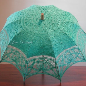 Parasole in pizzo verde menta vintage per matrimonio / BATTEN BURG LACE