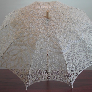 Gold Battenburg Lace Parasol Bridal Parasol Vintage Umbrella Bridesmaid umbrella Wedding Ceremony