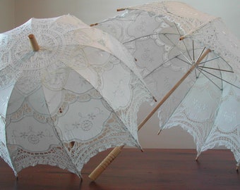 ONE White Lace Parasol - Narrow dome | Wedding, Bridal Shower, Quinceniera, Prom, Pary