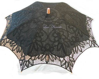 Battenburg Black Lace Parasol