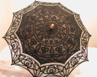 Parasol parasol en dentelle noire mariage vintage