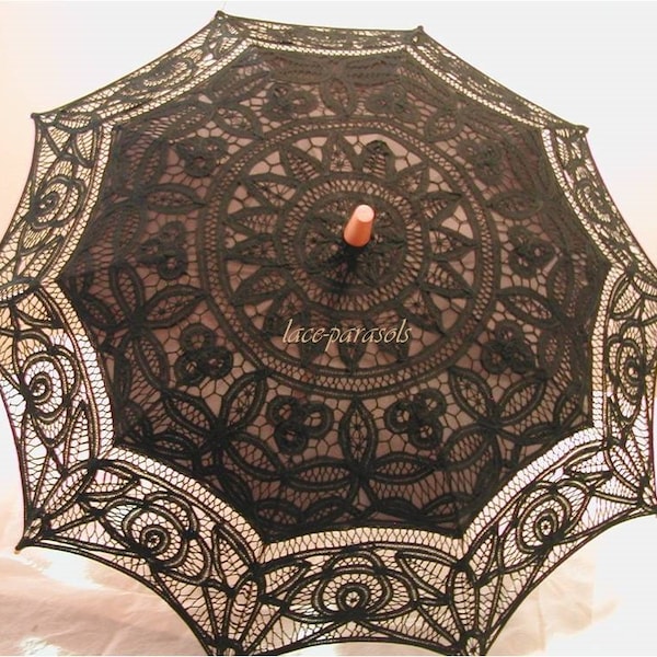 Black Lace Parasol Sun Umbrella Vintage Wedding