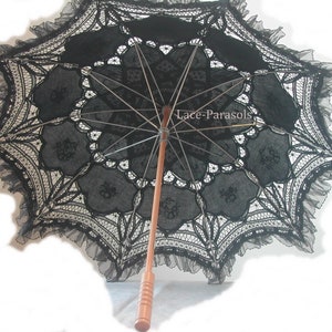 Parasole in pizzo nero con pizzo in organza, stile teatrale, stile Gothic Lolita