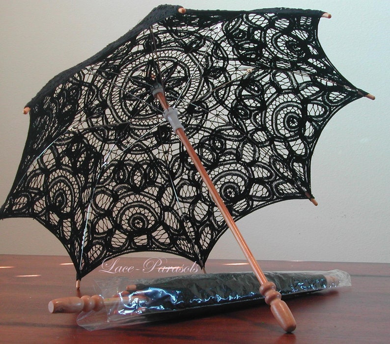 HALLOWEEN Theatre Accessory SMALL Photo Prop Table Centerpiece Black color Black Lace Parasol