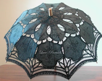 Black Lace Parasol - Wedding, Bridal Shower, Quinceanera, Prom, Coctail Pary Wedding Linen Parasol Lace Floral Bridal Parasol