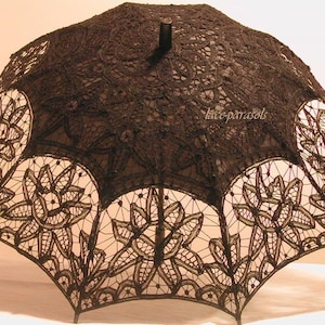 Black Parasol - Full Battenburg Lace