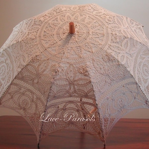 Outdoor Wedding Lace Parasol - Straight Handle / Battenburg Lace Parasol