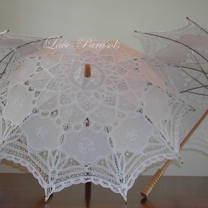 Guarda-sol de renda marfim - CONJUNTO DE TRÊS guarda-sóis creme para casamento, dama de honra, quinceanera