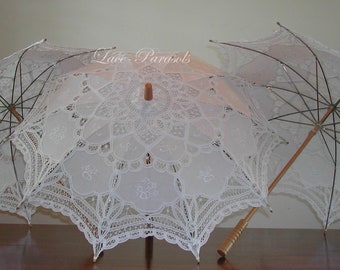 Ivory Lace Parasol - SET OF THREE cream parasols Wedding Bridal Bridesmaid Parasol Quinceanera