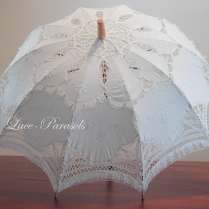 Parasole in pizzo bianco - Matrimonio, addio al nubilato, quinceanera, ballo di fine anno, cocktail party. Parasole in lino per matrimonio, parasole da sposa in pizzo floreale.