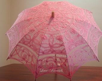 PINK Lace Parasol Vintage Wedding