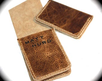 Italian distressed Leather playing card case with matching card wallet