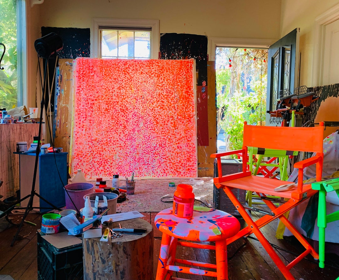 Cherry Blossom Abstract Painting, Pink Pearl Acrylic Paint on