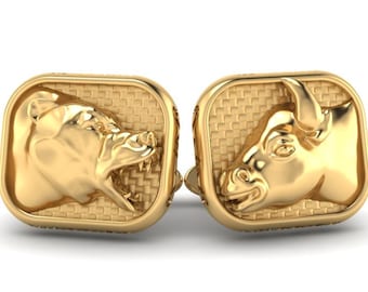 Wall Street Warrior Bull & Bear 14k Gold Cufflinks