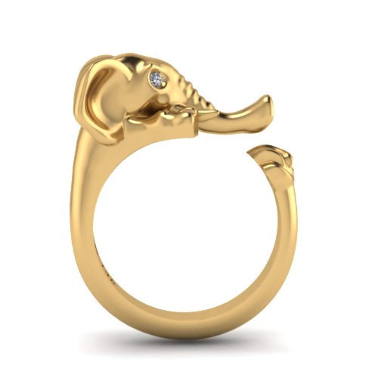 14k Gold Elephant Ring Etsy