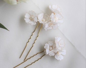 Hair Forks, Silk Flower Hair Pins, Bridal Hair Accessory , Set of 2, Wedding Flower Bobbi Pins