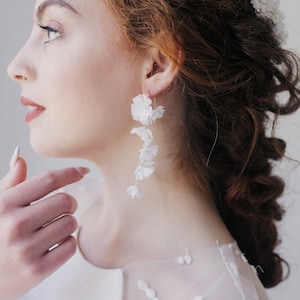 Bridal Earrings, Flower Earrings, Wedding Earrings, Floral Earrings, Dangle Earrings, Bohemian, Statement earrings, Silk